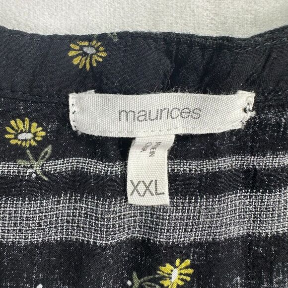 Maurices Women’s‎ Black & Yellow Floral Print Button Front Top Sz XXL linen-feel - Picture 16 of 16